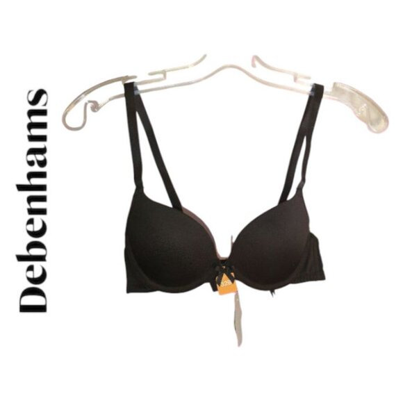 🍒2/$50🍒NWT Black Push Up Bra with Elegant Detailing 32 B - Picture 1 of 16